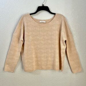 FRNCH Light Mauve Pink Gold Shimmer Long Sleeve Casual Sweater Tops S / M